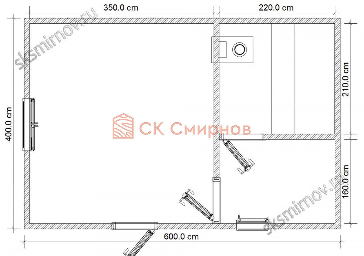 План бани 4х6
